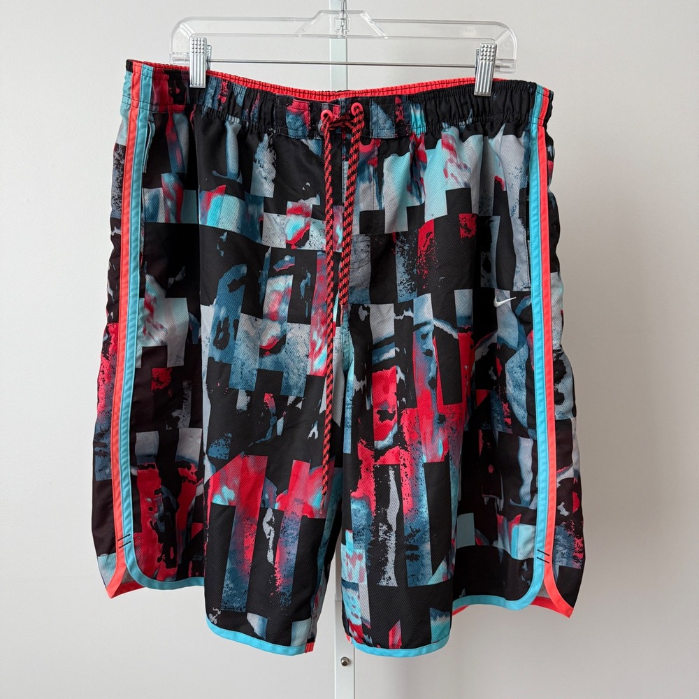 Nike sz XL‎ Men's Athletic Shorts Abstract Print Drawstring Streetwear Casual